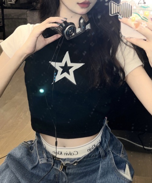 .KOM（ドットコム）の「A'GEM/9 × .kom 『.KOM/ドットケーオーエム』 スター Tシャツ（Tシャツ/カットソー・レディース・グレー/ブラック/ネイビー・FREE）」の17枚目の写真