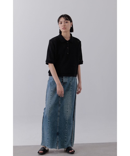 【ebure】メッシュ ポロシャツ 五分丈 メッシュニット5分袖スキッパーポロシャツ 通販【ニッセン】
