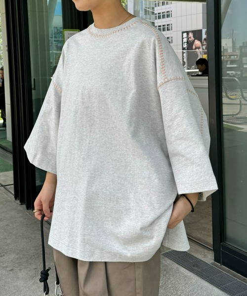 SOUNDSGOOOOD（サウンズグッド）の「【SOUNDS GOOOOD / サウンズグッド】配色ステッチサイドスリットTee半袖（Tシャツ/カットソー・メンズ・オレンジ/ライム/ライトグレー/ブラック/オフホワイト・ONE SIZE）」の18枚目の写真