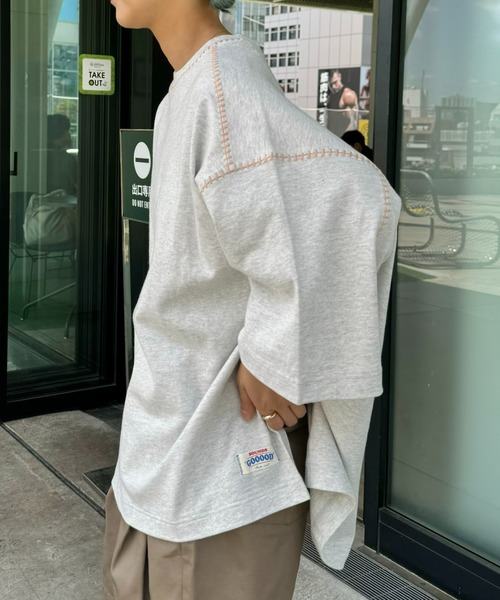 SOUNDSGOOOOD（サウンズグッド）の「【SOUNDS GOOOOD / サウンズグッド】配色ステッチサイドスリットTee半袖（Tシャツ/カットソー・メンズ・オレンジ/ライム/ライトグレー/ブラック/オフホワイト・ONE SIZE）」の19枚目の写真