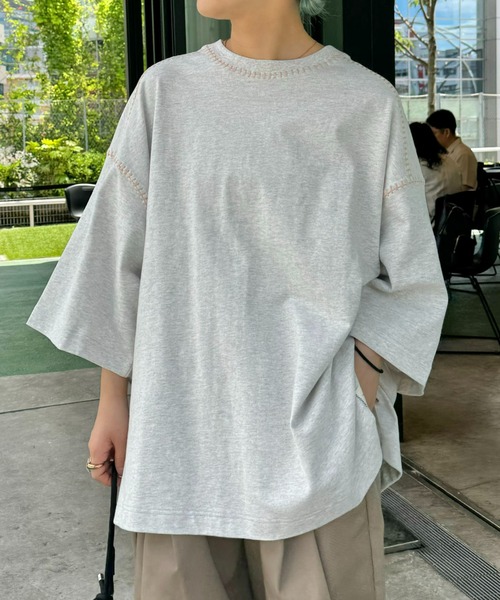 SOUNDSGOOOOD（サウンズグッド）の「【SOUNDS GOOOOD / サウンズグッド】配色ステッチサイドスリットTee半袖（Tシャツ/カットソー・メンズ・オレンジ/ライム/ライトグレー/ブラック/オフホワイト・ONE SIZE）」の20枚目の写真