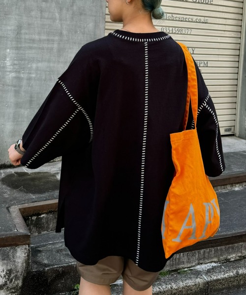 SOUNDSGOOOOD（サウンズグッド）の「【SOUNDS GOOOOD / サウンズグッド】配色ステッチサイドスリットTee半袖（Tシャツ/カットソー・メンズ・オレンジ/ライム/ライトグレー/ブラック/オフホワイト・ONE SIZE）」の15枚目の写真