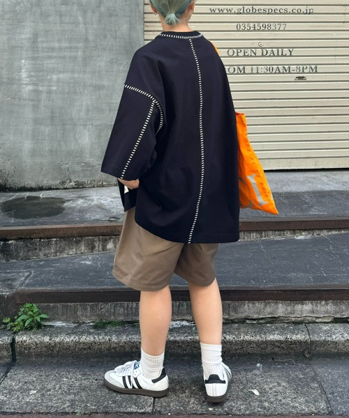 SOUNDSGOOOOD（サウンズグッド）の「【SOUNDS GOOOOD / サウンズグッド】配色ステッチサイドスリットTee半袖（Tシャツ/カットソー・メンズ・オレンジ/ライム/ライトグレー/ブラック/オフホワイト・ONE SIZE）」の17枚目の写真