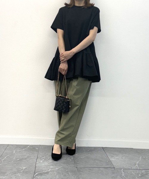 INTERPLANET（インタープラネット）の「ミラノリブギャザーデザインプルオーバー（Tシャツ/カットソー・レディース・オフホワイト/ブラック・FREE）」の7枚目の写真