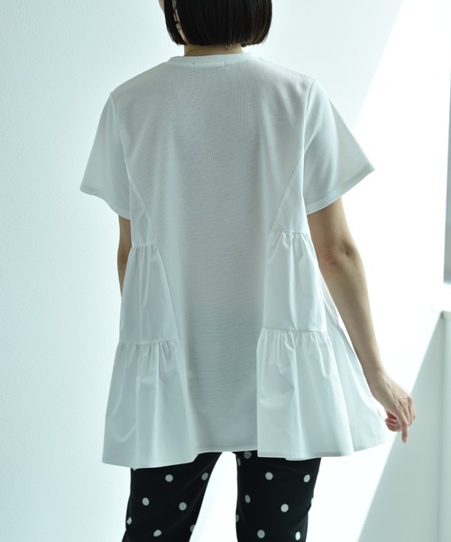 INTERPLANET（インタープラネット）の「ミラノリブギャザーデザインプルオーバー（Tシャツ/カットソー・レディース・オフホワイト/ブラック・FREE）」の14枚目の写真