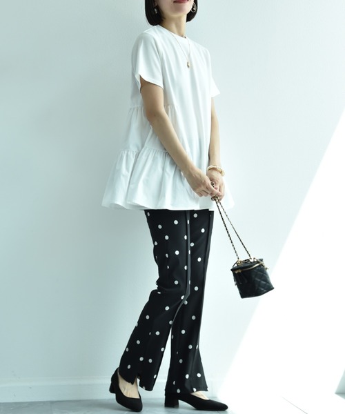 INTERPLANET（インタープラネット）の「ミラノリブギャザーデザインプルオーバー（Tシャツ/カットソー・レディース・オフホワイト/ブラック・FREE）」の18枚目の写真