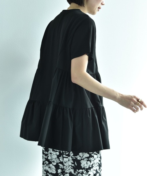 INTERPLANET（インタープラネット）の「ミラノリブギャザーデザインプルオーバー（Tシャツ/カットソー・レディース・オフホワイト/ブラック・FREE）」の21枚目の写真