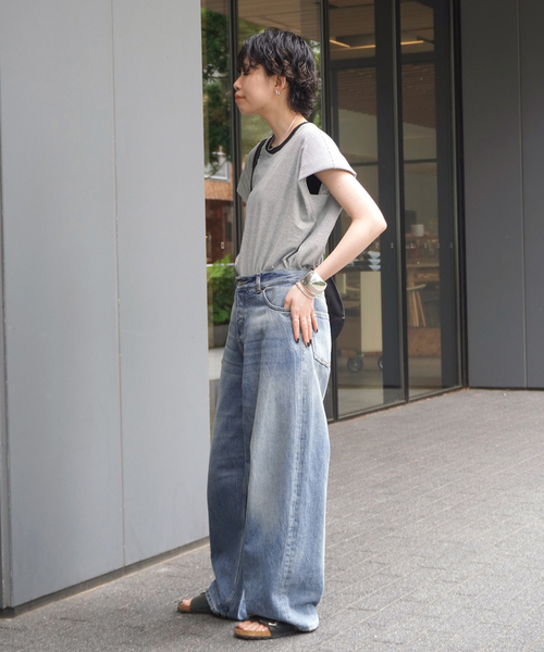 AP STUDIO（エーピーストゥディオ）の「【KURO/クロ】別注パワーショルダーボーダーノースリーブT（Tシャツ/カットソー・レディース・ブラック・FREE）」の12枚目の写真