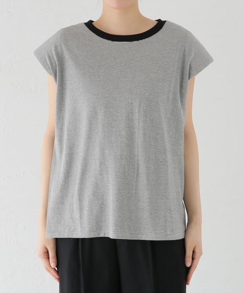 AP STUDIO（エーピーストゥディオ）の「【KURO/クロ】別注パワーショルダーボーダーノースリーブT（Tシャツ/カットソー・レディース・ブラック・FREE）」の20枚目の写真