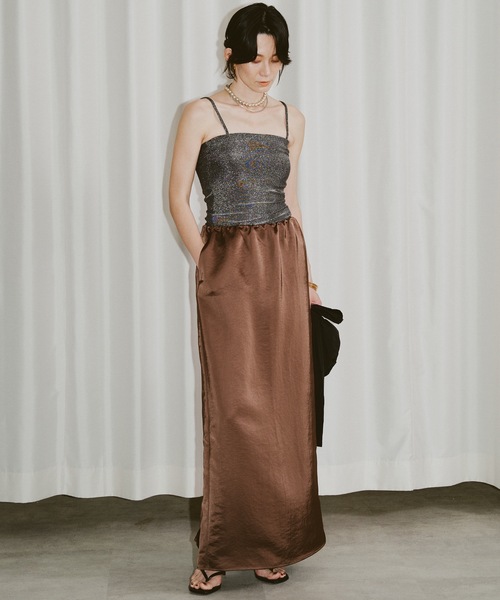 yae（ヤエ）の「Relax satin skirt/リラックスサテンスカート（スカート・レディース・ベビーピンク/ブラック/ブラウン・36/38）」の20枚目の写真