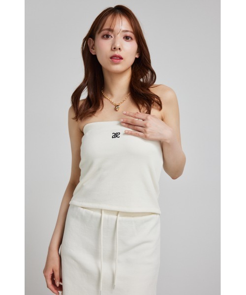 rienda（リエンダ）の「RRロゴスウェットベアトップス 夏服 トレーナー（スウェット・レディース・ホワイト/ピンク/グレー・FREE）」の4枚目の写真