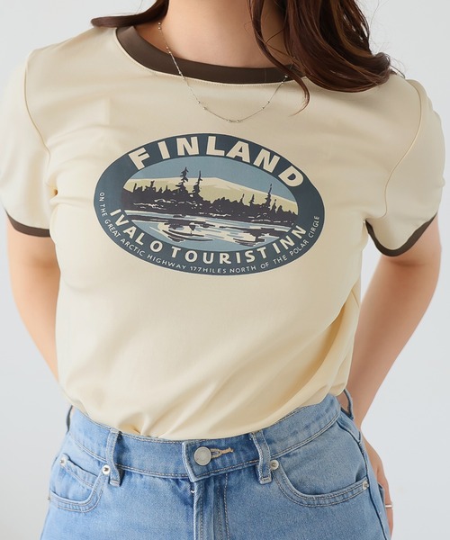 Girly Doll(ガーリードール)の「イラストロゴプリントTシャツ(Tシャツ/カットソー・レディース・ホワイト/グリーン/ピンク/ベージュ・F)」の16枚目の写真