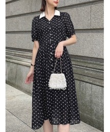 F i.n.t | リップルドット柄クレリックワンピース(ワンピース)