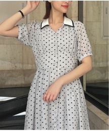 リップルドット柄クレリックワンピース/F&A/fint