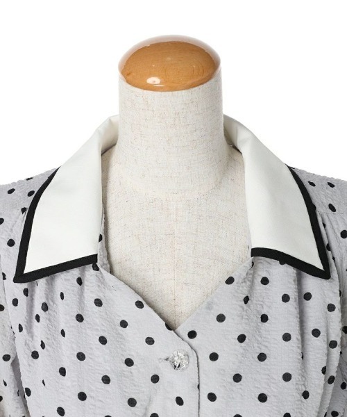 F i.n.t（フィント）の「リップルドット柄クレリックワンピース/F&A/fint（ワンピース・レディース・ライトグレー/ブラック×ホワイト・FREE）」の12枚目の写真