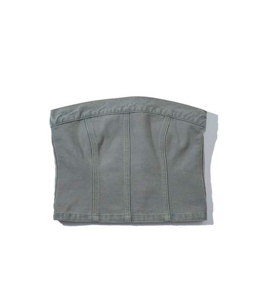 WHO'S WHO gallery（フーズフーギャラリー）の「ブラストデニムベア /セットアップ対応可（チューブトップ・レディース・サンドベージュ/ネイビー/ライトグレー・FREE）」の5枚目の写真