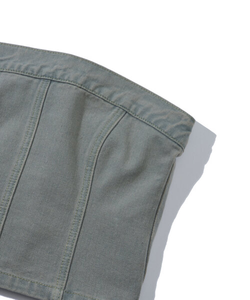 WHO'S WHO gallery（フーズフーギャラリー）の「ブラストデニムベア /セットアップ対応可（チューブトップ・レディース・サンドベージュ/ネイビー/ライトグレー・FREE）」の4枚目の写真