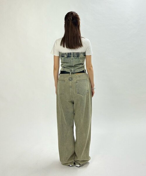 WHO'S WHO gallery（フーズフーギャラリー）の「ブラストデニムベア /セットアップ対応可（チューブトップ・レディース・サンドベージュ/ネイビー/ライトグレー・FREE）」の21枚目の写真