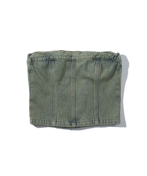 WHO'S WHO gallery（フーズフーギャラリー）の「ブラストデニムベア /セットアップ対応可（チューブトップ・レディース・サンドベージュ/ネイビー/ライトグレー・FREE）」の19枚目の写真