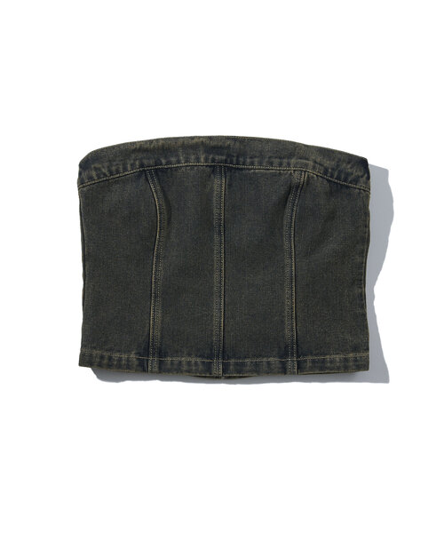 WHO'S WHO gallery（フーズフーギャラリー）の「ブラストデニムベア /セットアップ対応可（チューブトップ・レディース・サンドベージュ/ネイビー/ライトグレー・FREE）」の14枚目の写真