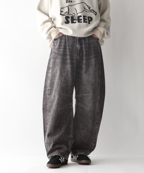 RAGEBLUE（レイジブルー）の「Vintage denim wide barrel pants/ヴィンテージライク/デニムワイドバレルパンツ（デニムパンツ・メンズ・ダークグレー/ブルー・LARGE/MEDIUM/SMALL）」の2枚目の写真