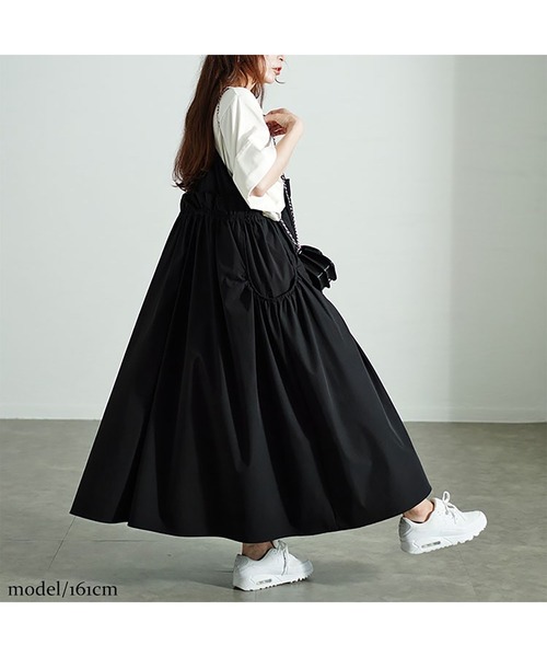 GOLDJAPAN（ゴールドジャパン）の「ハーフジップウエストフリルキャミワンピース（ワンピース・レディース・ブラック・LL～3L/4L～5L）」の7枚目の写真
