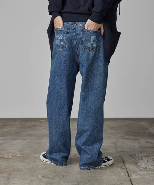 Rest&Recreation(レストアンドレクリエーション)の「Rest&Recreation/レストアンドレクリエーション RR WIDE JEANS ワイドデニム(デニムパンツ・レディース・ブルー/ホワイト・L/S/M)」の18枚目の写真