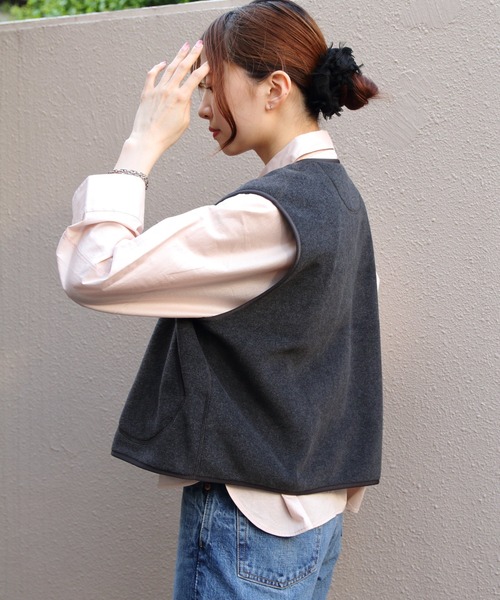 DANTON/ダントン フリースカラーレスベスト FLEECE COLLARLESS