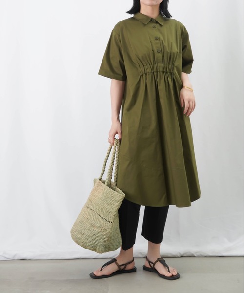 ♡*様 L'or ロル Volume Shirt Dress カーキ ワンピ L'or Volume Shirt Dress カーキ