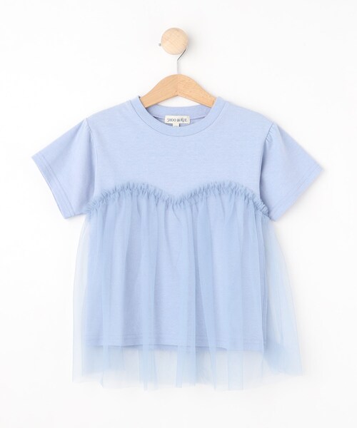 SHOO・LA・RUE(シューラルー)の「◆【110-140cm】チュールドッキング半袖Tシャツ(Tシャツ/カットソー・キッズ・オフホワイト/ブラック/ライトブルー・11/12/13/14)」の3枚目の写真