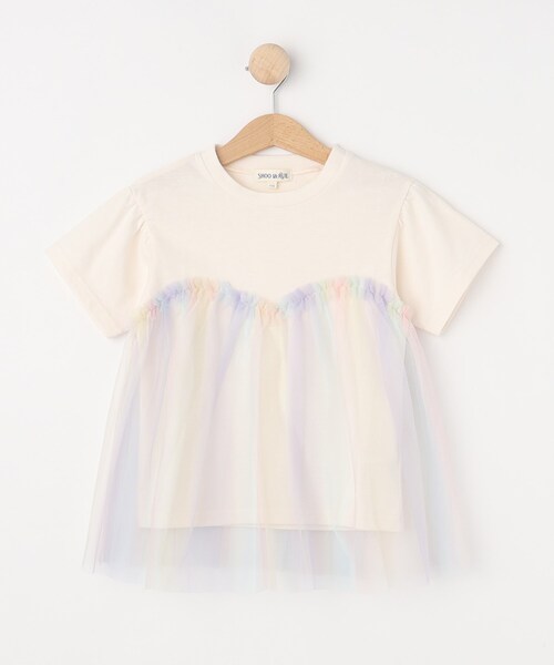 SHOO・LA・RUE(シューラルー)の「◆【110-140cm】チュールドッキング半袖Tシャツ(Tシャツ/カットソー・キッズ・オフホワイト/ブラック/ライトブルー・11/12/13/14)」の12枚目の写真