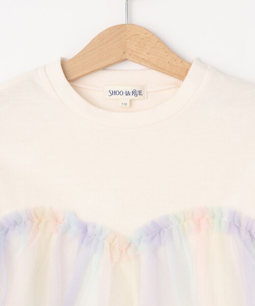 SHOO・LA・RUE(シューラルー)の「◆【110-140cm】チュールドッキング半袖Tシャツ(Tシャツ/カットソー・キッズ・オフホワイト/ブラック/ライトブルー・11/12/13/14)」の10枚目の写真