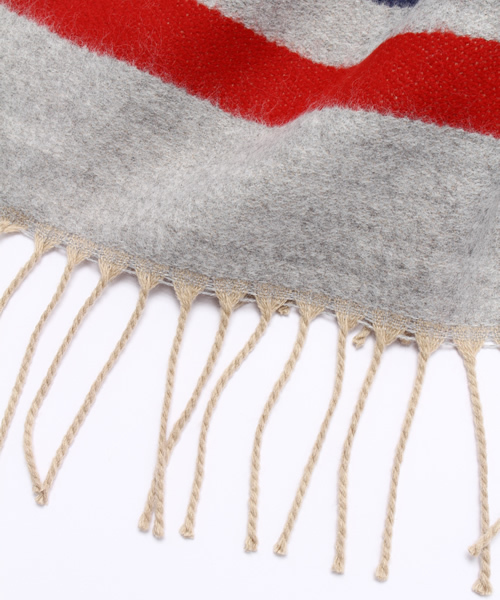 SIMONE LIST（シモーヌリスト）の「フランス製ボーダーストール（ストール/ショール・レディース・レッド/ネイビー/グレー・FREE）」の4枚目の写真