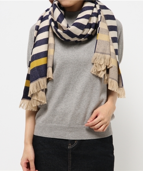 SIMONE LIST（シモーヌリスト）の「フランス製ボーダーストール（ストール/ショール・レディース・レッド/ネイビー/グレー・FREE）」の7枚目の写真