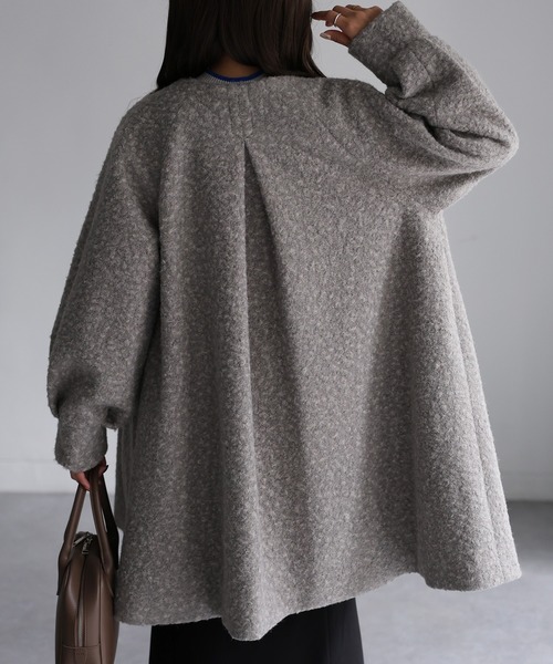 セール】ノーカラーAラインミドルコート（ノーカラーコート）｜Riberry