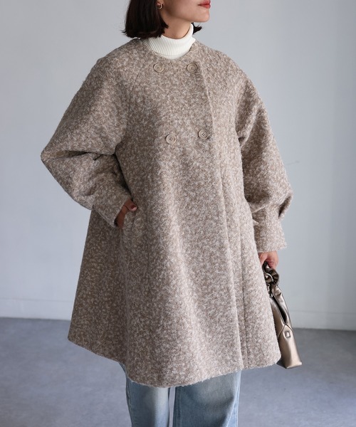 DAIさま専用美品 ヴァイナルアーカイブ ノーカラーコート ヘリンボーン グレー trim_ofknk_item9443d34ab87911e