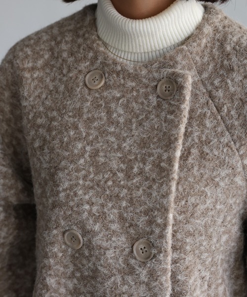 Riberry(リベリー)の「ノーカラーAラインミドルコート(ノーカラーコート・レディース・ブラック/ベージュ/グレー・MEDIUM)」の5枚目の写真