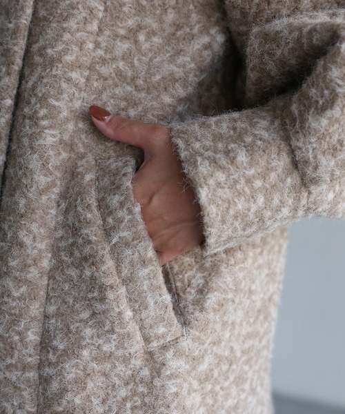 Riberry(リベリー)の「ノーカラーAラインミドルコート(ノーカラーコート・レディース・ブラック/ベージュ/グレー・MEDIUM)」の6枚目の写真