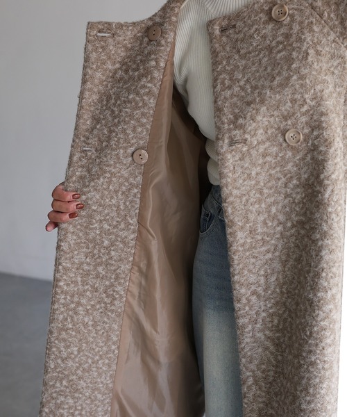 セール】ノーカラーAラインミドルコート（ノーカラーコート）｜Riberry