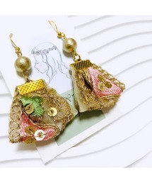 【eto】インド刺繍 コットンパール ピアス(MA)