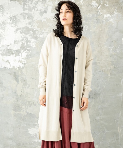 OSMOSIS カーディガン ジャガードニットロングカーディガン
