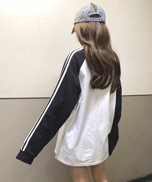 NANEA(ナネア)の「ライン柄ラグランスリーブロングTシャツ(Tシャツ/カットソー・レディース・グレー/ホワイト・X-LARGE/LARGE/MEDIUM)」の4枚目の写真
