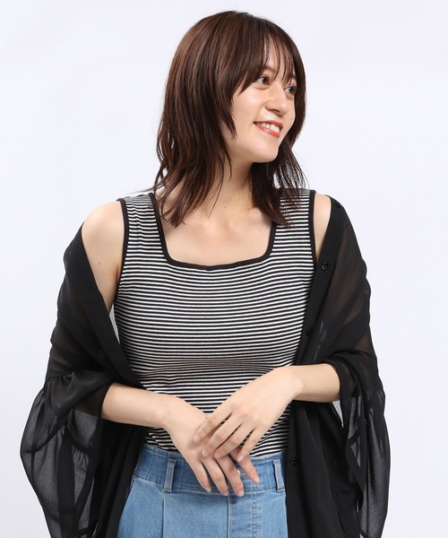 GLOBAL WORK Smile Seed Store（グローバルワーク スマイルシードストア）の「華奢リブタンクトップ/118557（タンクトップ・レディース・グレイッシュベージュ/オフホワイト/ブラック/グレー/ダークグレー・LARGE/MEDIUM/X-LARGE/SMALL）」の3枚目の写真