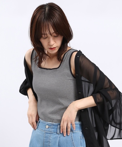 GLOBAL WORK Smile Seed Store（グローバルワーク スマイルシードストア）の「華奢リブタンクトップ/118557（タンクトップ・レディース・グレイッシュベージュ/オフホワイト/ブラック/グレー/ダークグレー・LARGE/MEDIUM/X-LARGE/SMALL）」の18枚目の写真