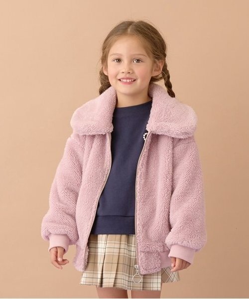 ジャケット・アウター mini セール】【万能アウター】丸衿ボアブルゾン（ブルゾン）｜Lycee mine