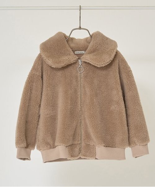 Lycee mine（リセマイン）の「【万能アウター】丸衿ボアブルゾン（ブルゾン・キッズ・アイボリー/ピンク系その他/ブルーグレー/ブラック/ベージュ・100cm/110cm/120cm/130cm/140cm/150cm）」の7枚目の写真