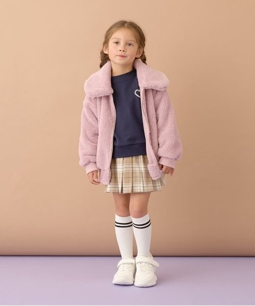 Lycee mine（リセマイン）の「【万能アウター】丸衿ボアブルゾン（ブルゾン・キッズ・アイボリー/ピンク系その他/ブルーグレー/ブラック/ベージュ・100cm/110cm/120cm/130cm/140cm/150cm）」の15枚目の写真