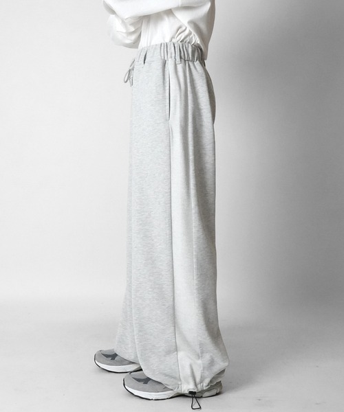 ILL'S（イルズ）の「サイド切替 裏毛スウェットワイドストレートパンツ 裾ドローコード（スウェットパンツ・メンズ・アッシュグレー/ブラック/杢グレー・L/M）」の7枚目の写真