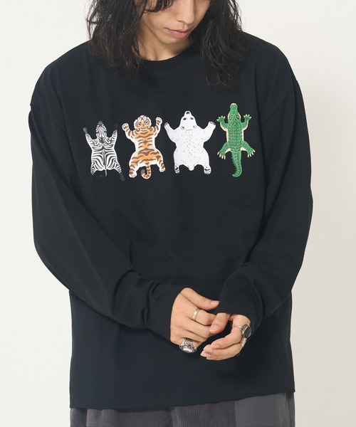 CORISCO（コリスコ）の「フロントアニマル柄ロンTEE(M1)（Tシャツ/カットソー・メンズ・ダークグリーン/オレンジ/ブラック/ブルー/ホワイト・X-LARGE/MEDIUM/LARGE）」の3枚目の写真