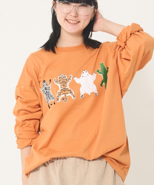 CORISCO（コリスコ）の「フロントアニマル柄ロンTEE(M1)（Tシャツ/カットソー・メンズ・ダークグリーン/オレンジ/ブラック/ブルー/ホワイト・X-LARGE/MEDIUM/LARGE）」の20枚目の写真